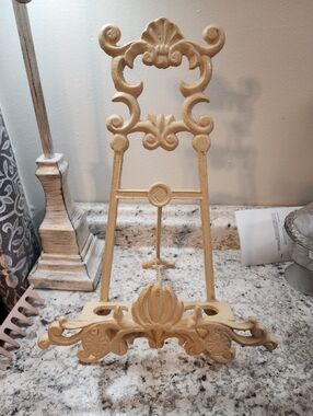 Cast Iron easel distressed creme shabby chic photo frame book display